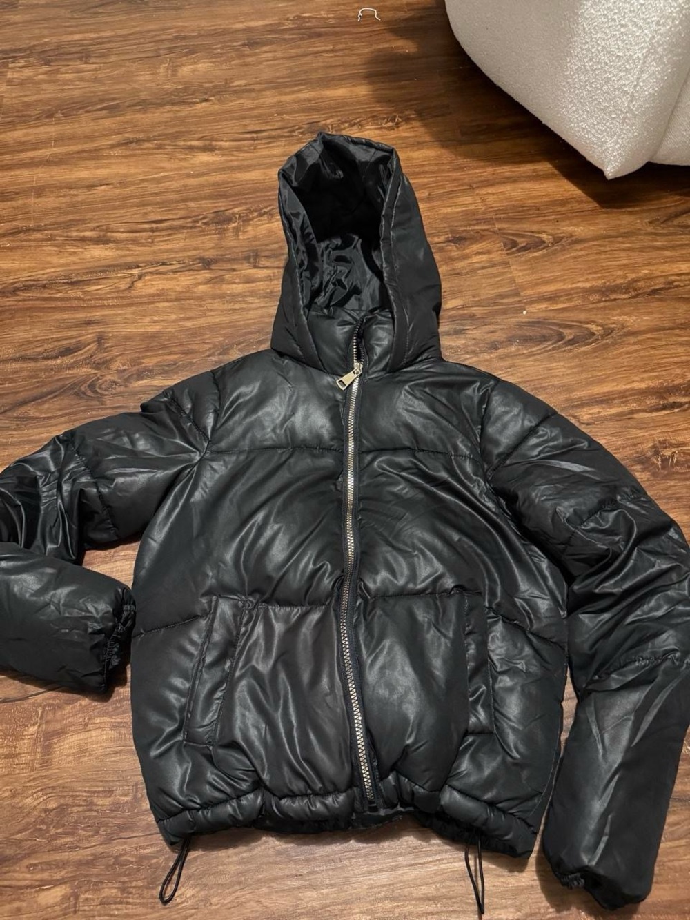 Black Hooded Puffer Jacket - Picture 2 of 3